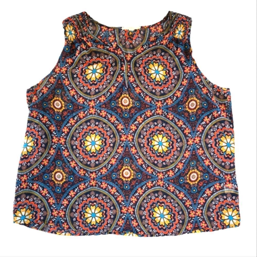 EC FUN2FUN BOHO SHEER  SLEEVELESS BLOUSE SZ.1X